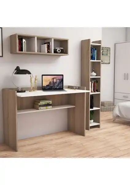 Bimossa Mihrimah Serisi Modern Çalışma Masası ve Kitaplık Seti Özellikleri