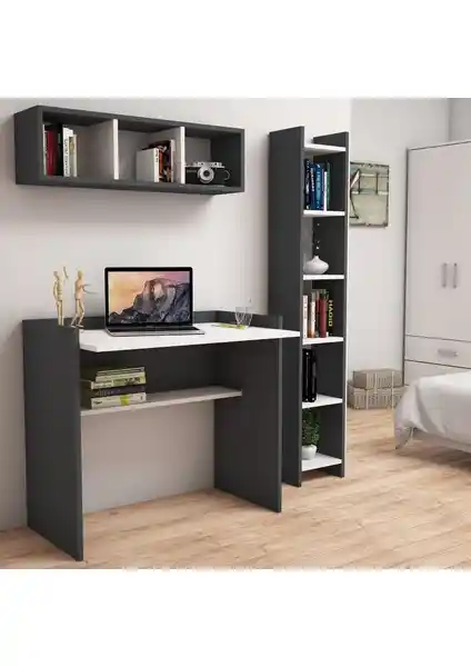 Bimossa Nurbanu Kitaplık ve Raflı Çalışma Masası Modern ve Dayanıklı Tasarım Özellikleri