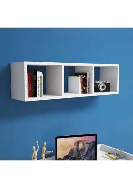 Bimossa Reyhan Beyaz Çalışma Masası Rafı Modern ve Fonksiyonel Tasarım