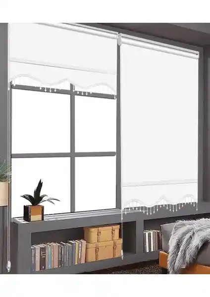 Binbir Perde Boncuklu Beyaz Stor Perde: Modern ve Dayanıklı Dekorasyon Çözümü