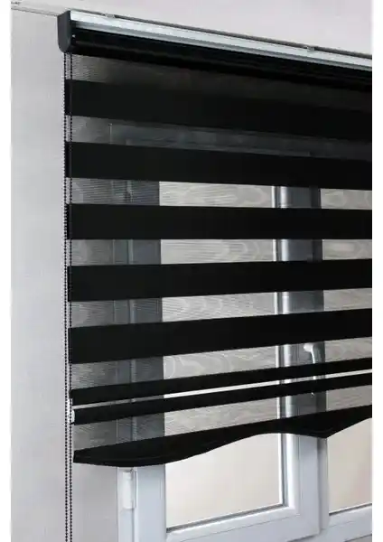 Bizden Perde Brillant Etekli Siyah Düz Zebra Modern ve Dayanıklı Tasarım