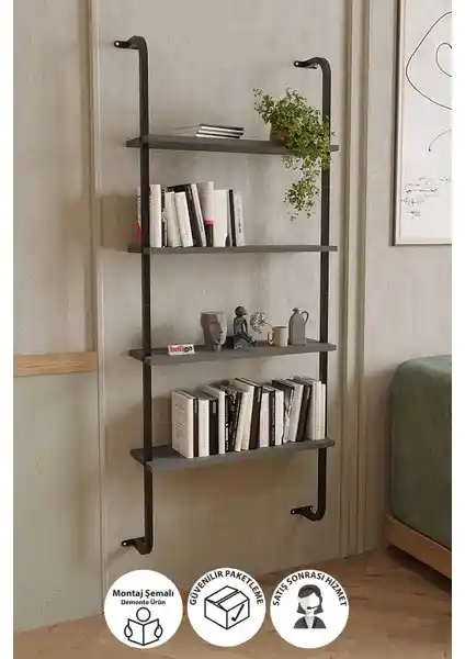 Bofigo 4 Raflı Duvara Monte Kitaplık: Modern ve Dayanıklı Ev Dekorasyonu Çözümü