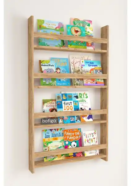 Bofigo 4 Raflı Montessori Kitaplık: Güvenli ve Şık Çocuk Odası Depolama Çözümü