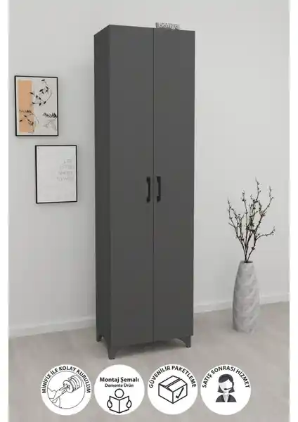 Bofigo 8 Raflı 2 Kapaklı Ayakkabılık Cemre Antrasit: Modern ve Dayanıklı Saklama Çözümü