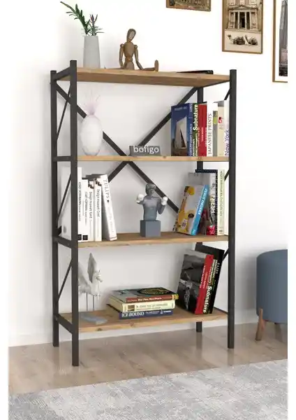 Bofigo Dekoratif 4 Raflı Kitaplık - Modern ve Şık Tasarım, Dayanıklılık Sınırlamalarıyla