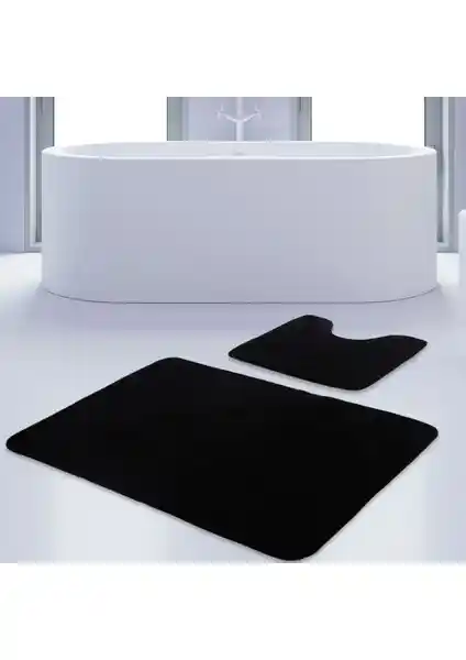 Bonny Home 2'li Siyah Kaymaz Taban Banyo Paspası ve Halısı Seti Detayları