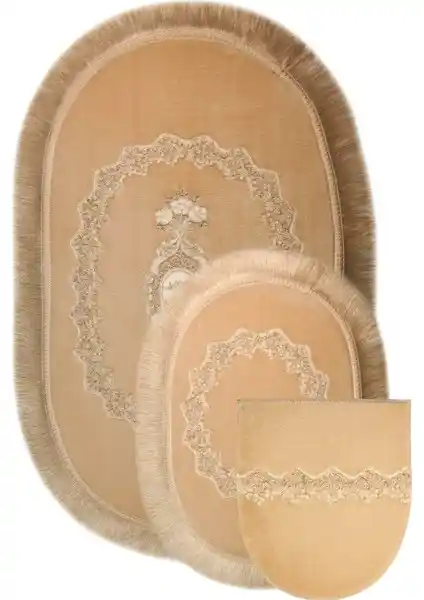 Bonny Home Oval Vizon 3'lü Klozet Takımı ve Banyo Paspası Seti ile Şıklık ve İşlevsellik