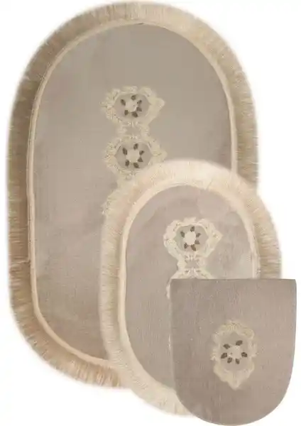 Bonny Home Shems Gri 3'lü Dantelli ve Saçaklı Klozet Takımı ve Paspas Seti Özellikleri