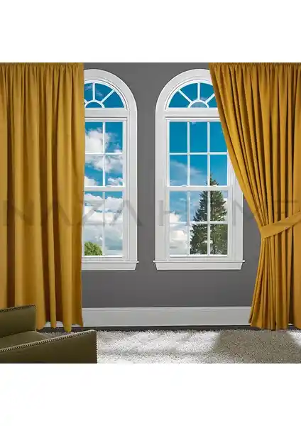 Brillant Hardal Kadifemsi Dokulu Fon Perde 150x260 cm Estetik ve Dayanıklı Tasarım