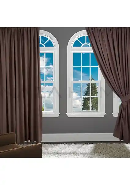 Brillant Kahverengî Kadifemsi Dokulu Fon Perde Modern ve Klasik Dekorasyonlara Uygun