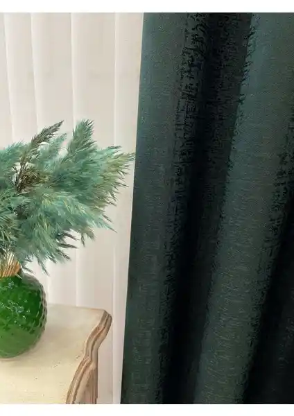 Brillant Koyu Yeşil Jakarlı Perde 70x270 cm Modern ve Dayanıklı Tasarım