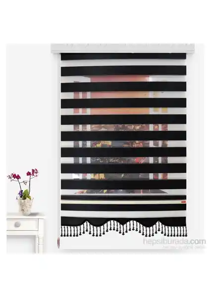 Brillant Zebra Perde 426-07 Etek Dilim ve Boncuk Detaylı Modern Tasarım