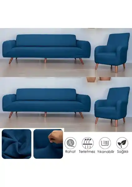 Btf Home Streç Lastikli 3'lü ve Tekli Koltuk Örtüsü Takımı Dekorasyon ve Koruma Çözümü
