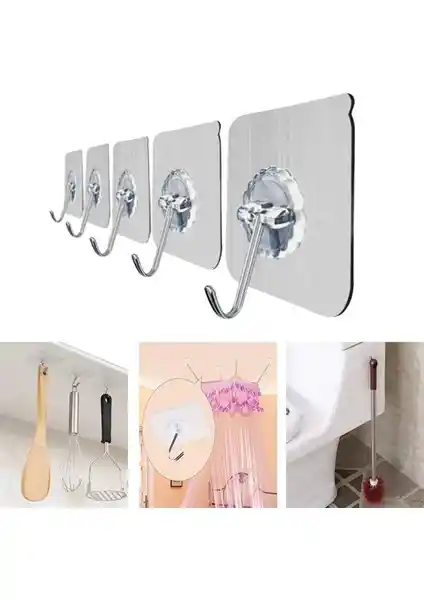 Buffer Süper Güçlü Yapışkanlı Suya Dayanıklı Şeffaf Askı Seti İç Mekan Dekorasyonu