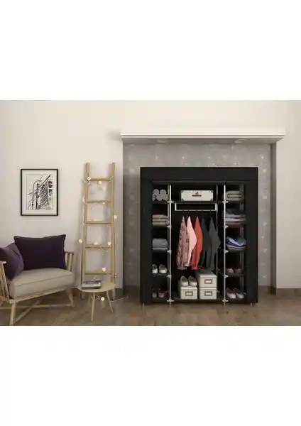 Burak 12 Raflı Çift Yandan Bez Dolap Gardırop - Modern ve Dayanıklı Depolama Çözümü