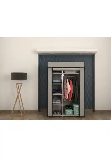 Burak Plastik Profilli Tek Yandan Raflı Bez Dolap Garıdrop Modern ve Pratik Saklama Çözümü