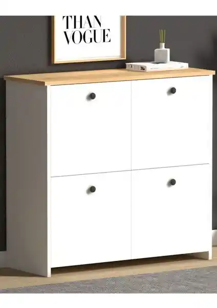 Buzkan Mobilya %100 MDF Flam Desenli Cube Ayakkabılık Geniş ve Dayanıklı Tasarım