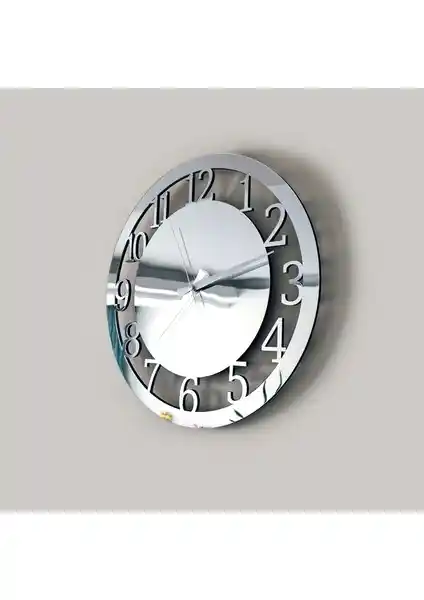 C-Tasarım Dekoratif Gümüş Aynalı Duvar Saati Modern ve Şık Tasarım Özellikleri