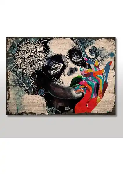 Cakasepetim Ahşap Boyalı Kadın Tablosu Modern ve Dayanıklı Dekorasyon Parçası