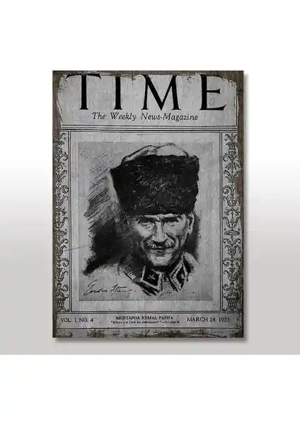 Cakasepetim Mustafa Kemal Atatürk Time Gazetesi Ahşap Tablo 25x35 Cm Detaylı İnceleme