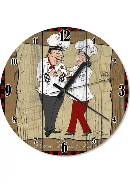 Cakasepetim Şef Aşçılar Mutfakta Akarlı Duvar Saati Modern ve Estetik Tasarım