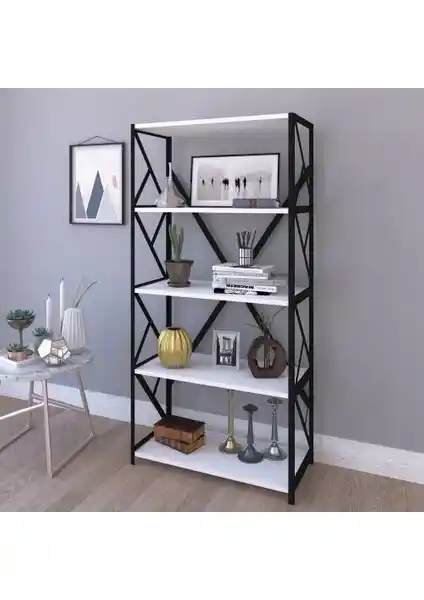 Çalışkan Home 5 Beyaz Raflı Metal Kitaplık: Modern ve Dayanıklı Depolama Çözümü