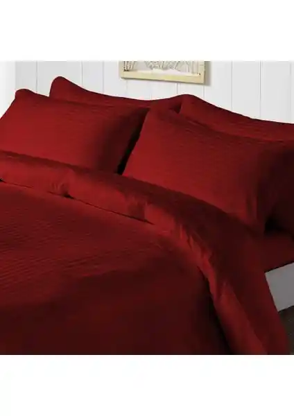 Caqqa Premium Bordo Çift Kişilik Saten Nevresim Takımı Yatak Odası Dekorasyonuna Şıklık Katar