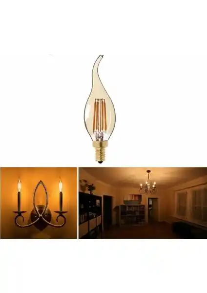 Cata 3W Rustik Kıvrık Mum Led Ampul E14 Amber ile Sıcak ve Şık İç Mekân Atmosferleri Yaratın