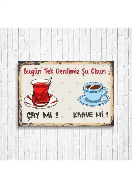 Çay Kahve Retro Ahşap Poster ile Ev ve Ofis Dekorasyonunuza Şıklık Katın