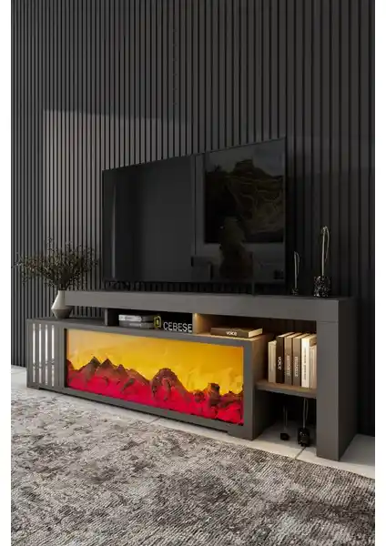 Cebese Elektrikli Yapay Şömine ve TV Ünitesi Modern ve Şık Tasarımıyla Evlerinize Estetik Katan Ürün