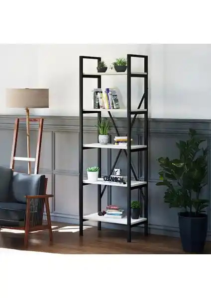 Ceramical 5 Raflı Metal Kitaplık: Modern ve Dayanıklı Depolama Çözümü