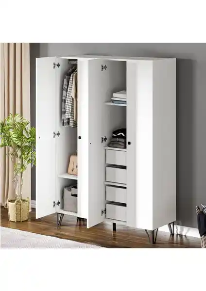 Ceramical GRM4 4 Kapaklı Ayaklı Gardrop Modern ve Fonksiyonel Depolama Çözümü