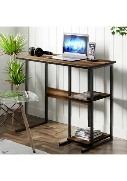 Ceramical MSR2 Metal Ayaklı Çalışma Masası Ceviz Rengi Modern Ofis ve Ev Kullanımı İçin