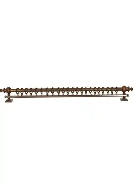 Ceviz Tek Raylı Ahşap Rustik Perde Askısı - Dayanıklı ve Estetik Tasarım