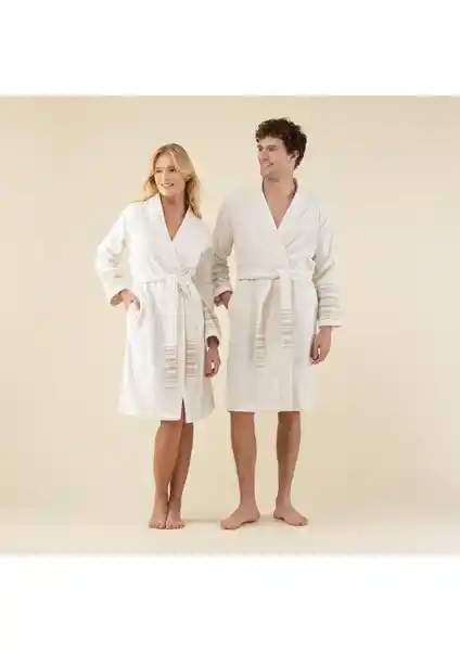 Chakra Derin Unisex Bornoz Ekru/mango - Doğal Malzemelerle Yüksek Konfor ve Şıklık