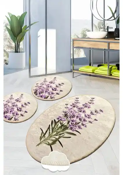 Chilai Home Lavender Djt 3’lü Banyo Halısı Seti Dayanıklı ve Şık Tasarımıyla Banyonuzu Güzelleştirir