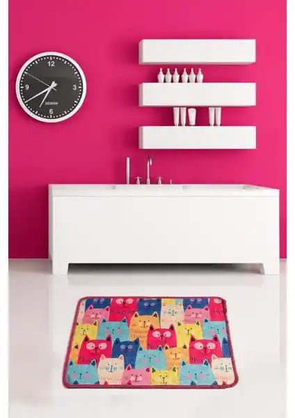 Chilai Home Meow Renkli Dijital Banyo Halısı 40x60 cm estetik ve fonksiyonellik sunar