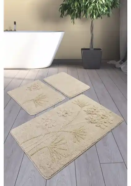 Chilai Home Orkide Bej 3'lü Banyo Takımı Seti Estetik ve Dayanıklı Tasarım Özellikleri