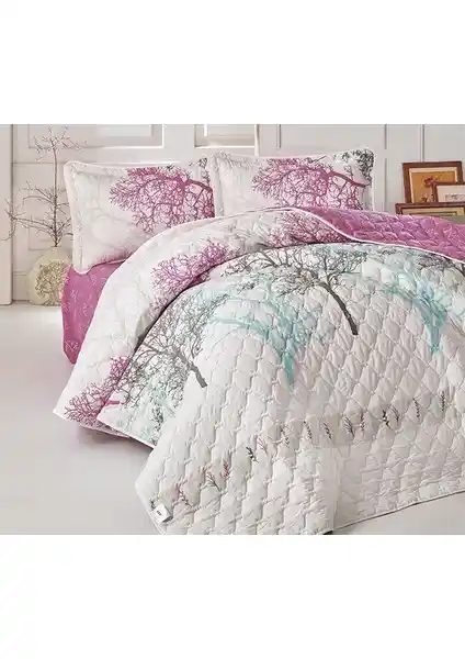 Clasy Midas Lila Çift Kişilik Kapitone Yatak Örtüsü Takımı Şıklık ve Fonksiyonellik Sağlar