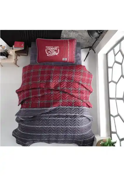 Clasy Ranforce Tek Kişilik Bordo Yatak Örtüsü Modern ve Çok Amaçlı Kullanım İçin