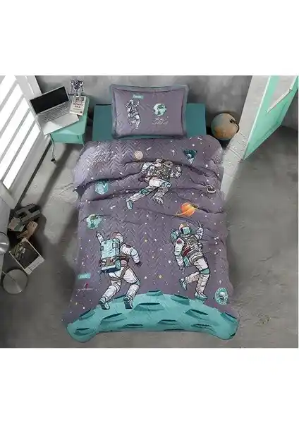 Clasy Ranforce Yatak Örtüsü Space V1 Antrasit: Şık ve Fonksiyonel Pamuklu Yatak Örtüsü