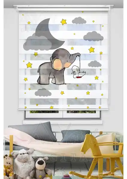 Çocuk Odası İçin Renkli ve Sevimli Fil ve Tavşan Baskılı Perde Önerileri