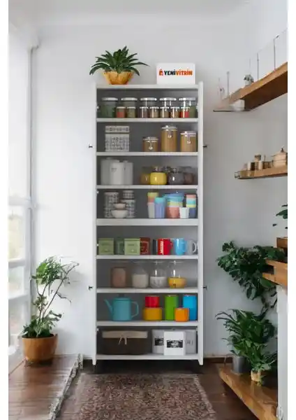 Çok Amaçlı MDF Dolap 8 Raflı 4 Kapaklı Modern Tasarım ve Dayanıklı Malzeme ile