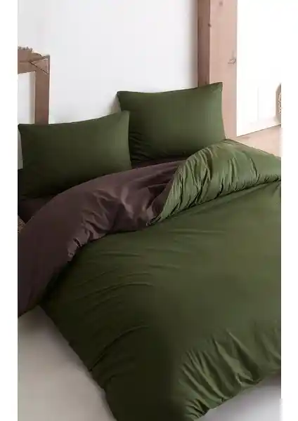 Colorpool Go Earth Koyu Yeşil-Kahverengi Nevresim Takımı Yatak Odası Dekorasyonuna Şıklık Katar