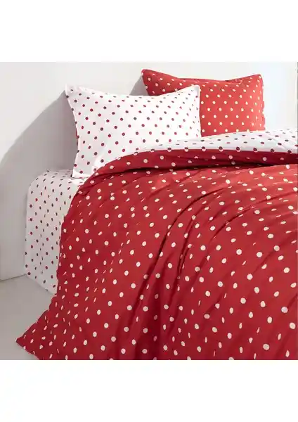 Coté Blanc Dots Kırmızı Ranforce Tek Kişilik Nevresim Takımı Yatak Odası Şıklığı ve Konforu