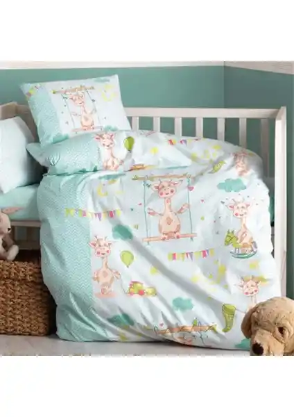Cotton Box Bebek Nevresim Takımı Zürafa Yeşil - Sağlıklı ve Estetik Bebek Yatak Seti