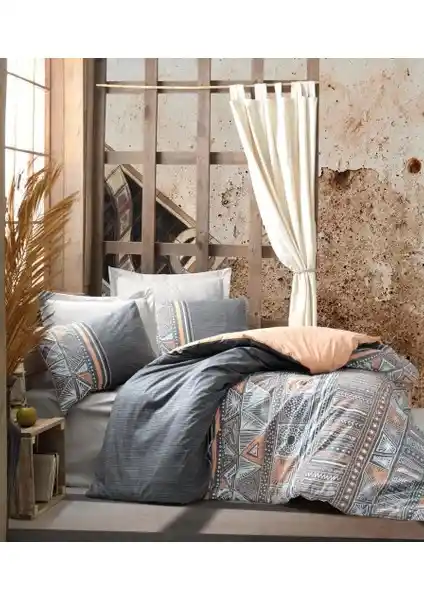 Cotton Box Etnich Nevresim Takımı Çift Kişilik Gri Renkli Modern Tasarım