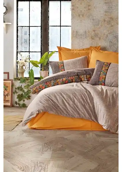 Cotton Box Folk Art Vizon Çift Kişilik Nevresim Takımı Şık ve Dayanıklı Yatak Seti