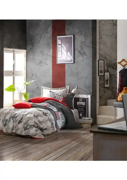 Cotton Box Ranforce Genç Nevresim Takımı Rock Kırmızı Modern ve Dayanıklı Tasarım