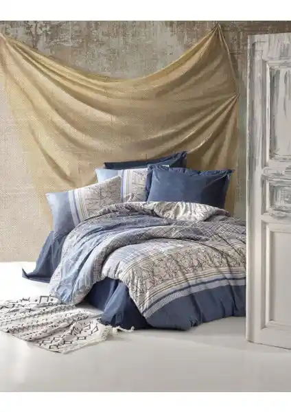 Cotton Box Toprak Serra Lacivert Çift Kişilik Nevresim Takımı Yatak Odası Şıklığı ve Konforu